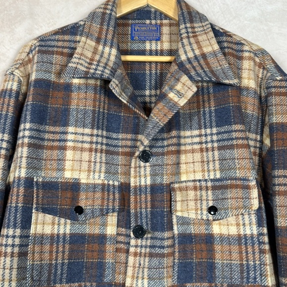 Pendleton Vintage 60's Mens XL Wool Check Plaid Flannel Thick Utility Jacket USA - Picture 4 of 12